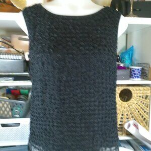 TALBOTS women's Black Beaded SILK Lined Formal Blouse TOP* Petite 2 Zip